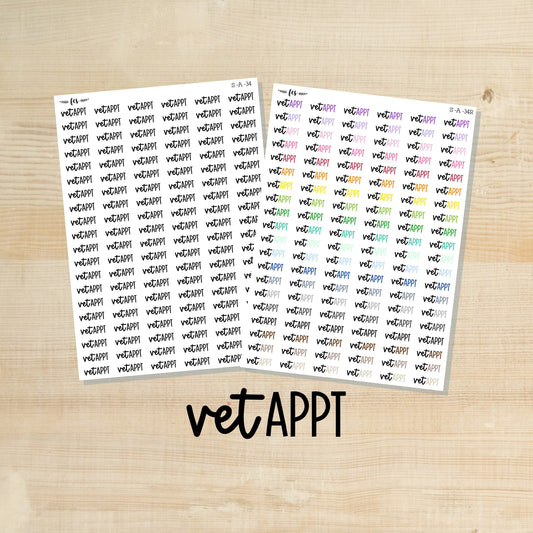 S-A-34 || VET APPT script stickers