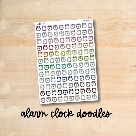 DOODLES-21 || ALARM CLOCK doodle planner stickers