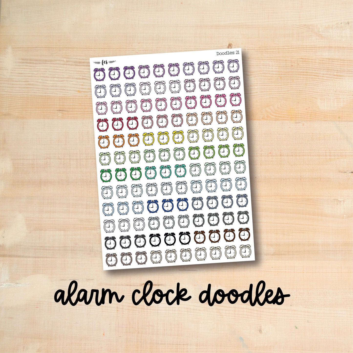 DOODLES-21 || ALARM CLOCK doodle planner stickers