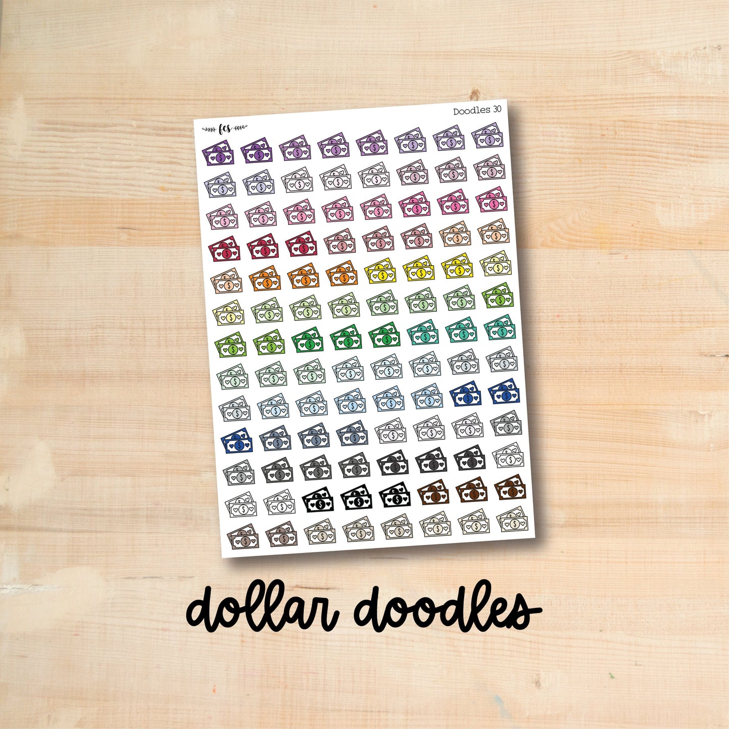 DOODLES-30 || DOLLAR doodle planner stickers