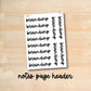 S-B-01 || BRAIN DUMP notes page header script stickers