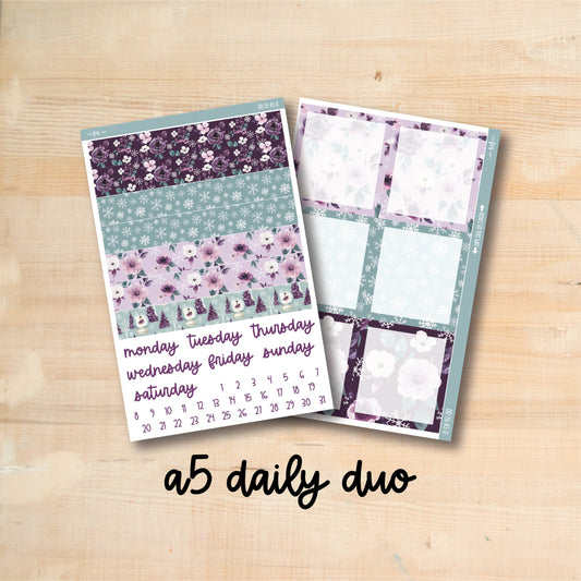 A5 Daily Duo 151 || SNOWY BLOSSOMS A5 Erin Condren daily duo kit