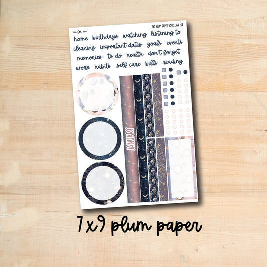 7x9 Plum NOTES-JAN148 || NEW YEAR 7x9 Plum Paper January notes page