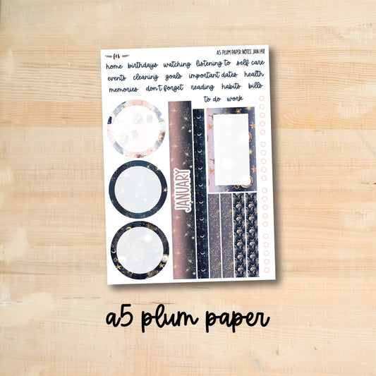 A5 Plum NOTES-JAN148 || NEW YEAR A5 Plum Paper January notes page