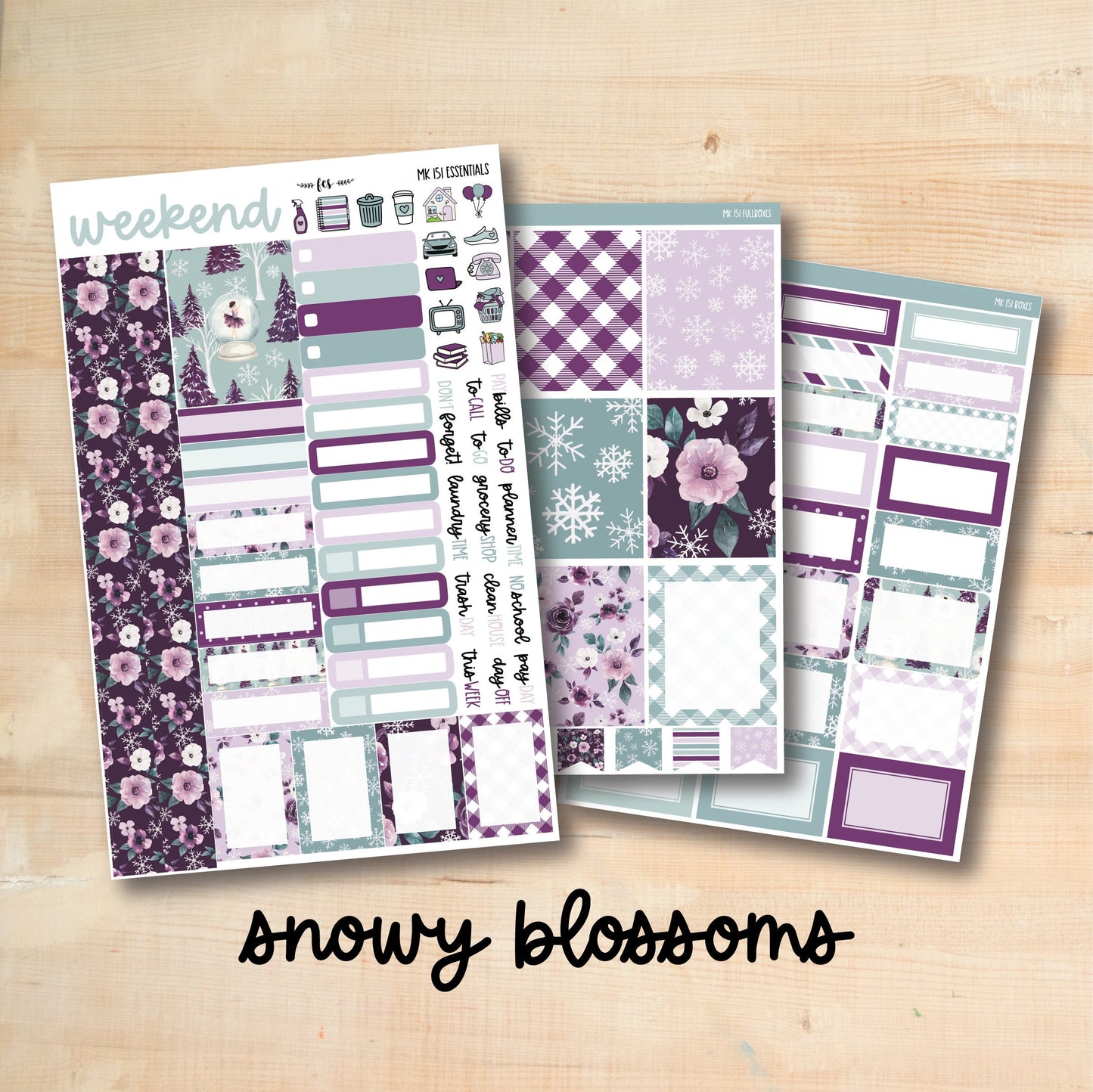 MK-151 || SNOWY BLOSSOMS weekly planner kit for Erin Condren, Plum Paper, MakseLife and more!