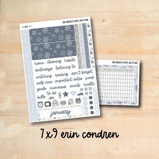 7x9 NOTES-JAN149 || WINTER DAYS 7x9 Erin Condren January Notes Page