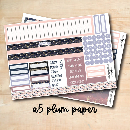 PLUM-A5-JAN148 || NEW YEAR A5 Plum Paper January Monthly Kit