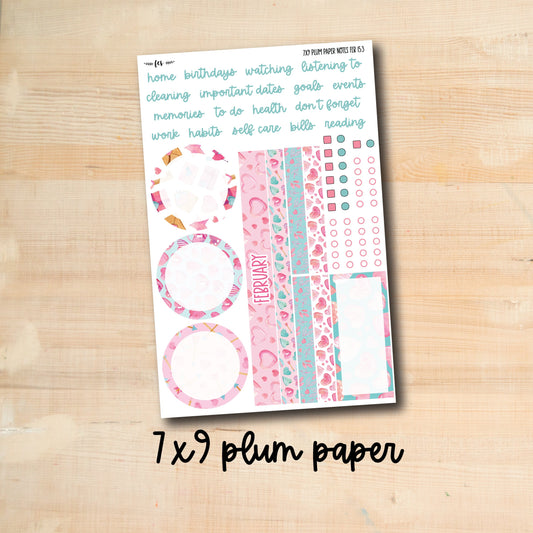 7x9 Plum NOTES-FEB153 || MY VALENTINE 7x9 Plum Paper February notes page
