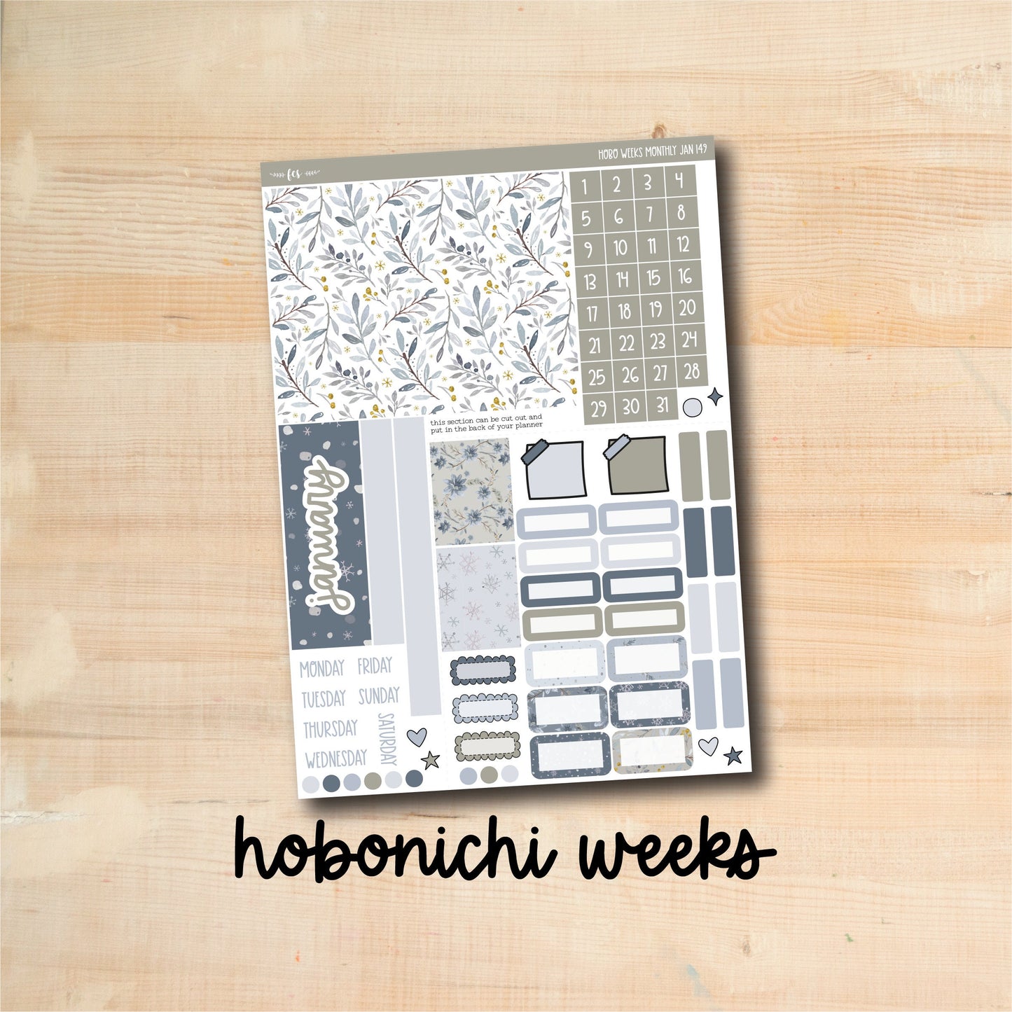 HW-JAN149 || WINTER DAYS January Hobonichi Weeks monthly kit