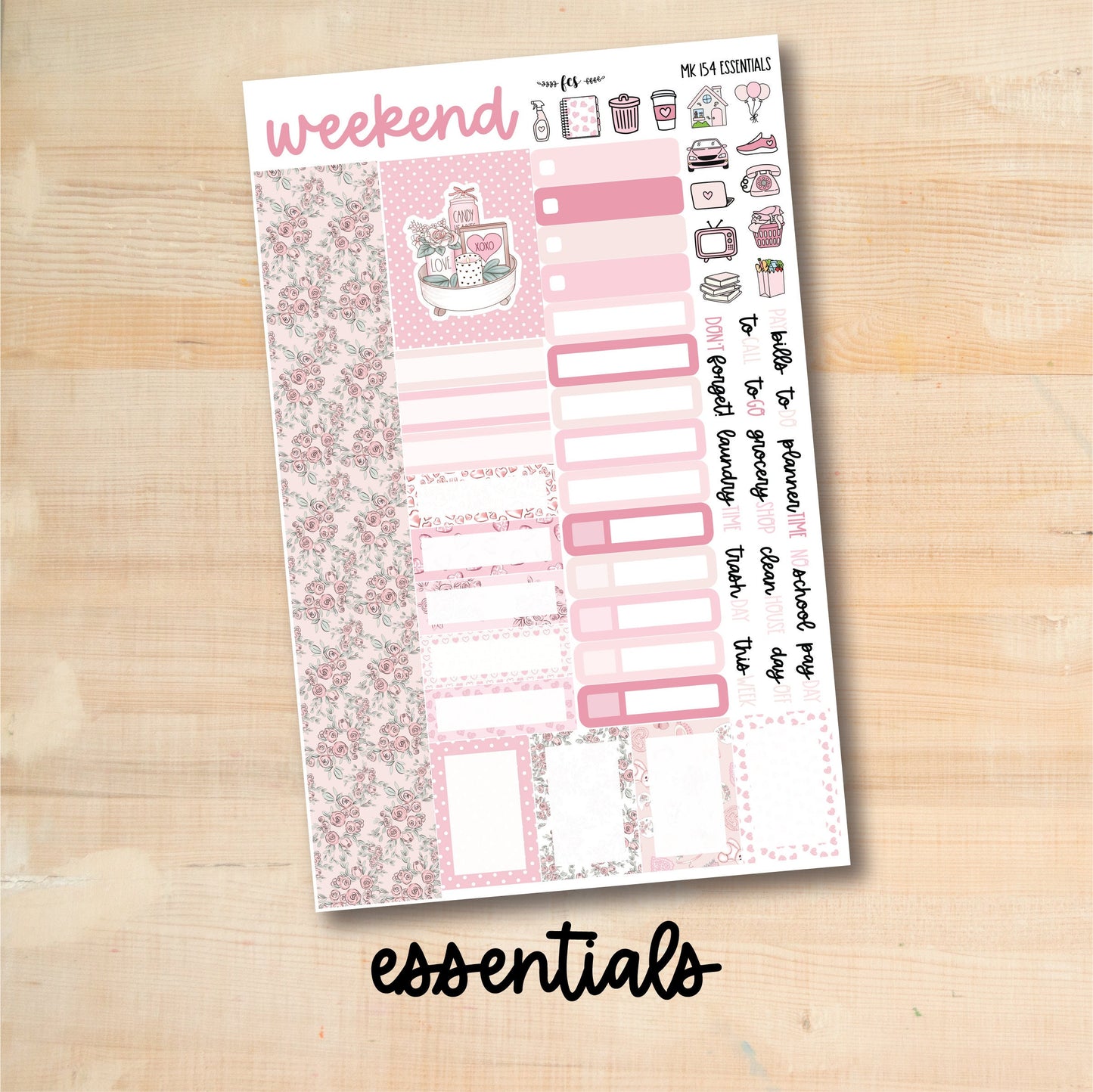 MK-154 || PINK LOVE weekly planner kit for Erin Condren, Plum Paper, MakseLife and more!