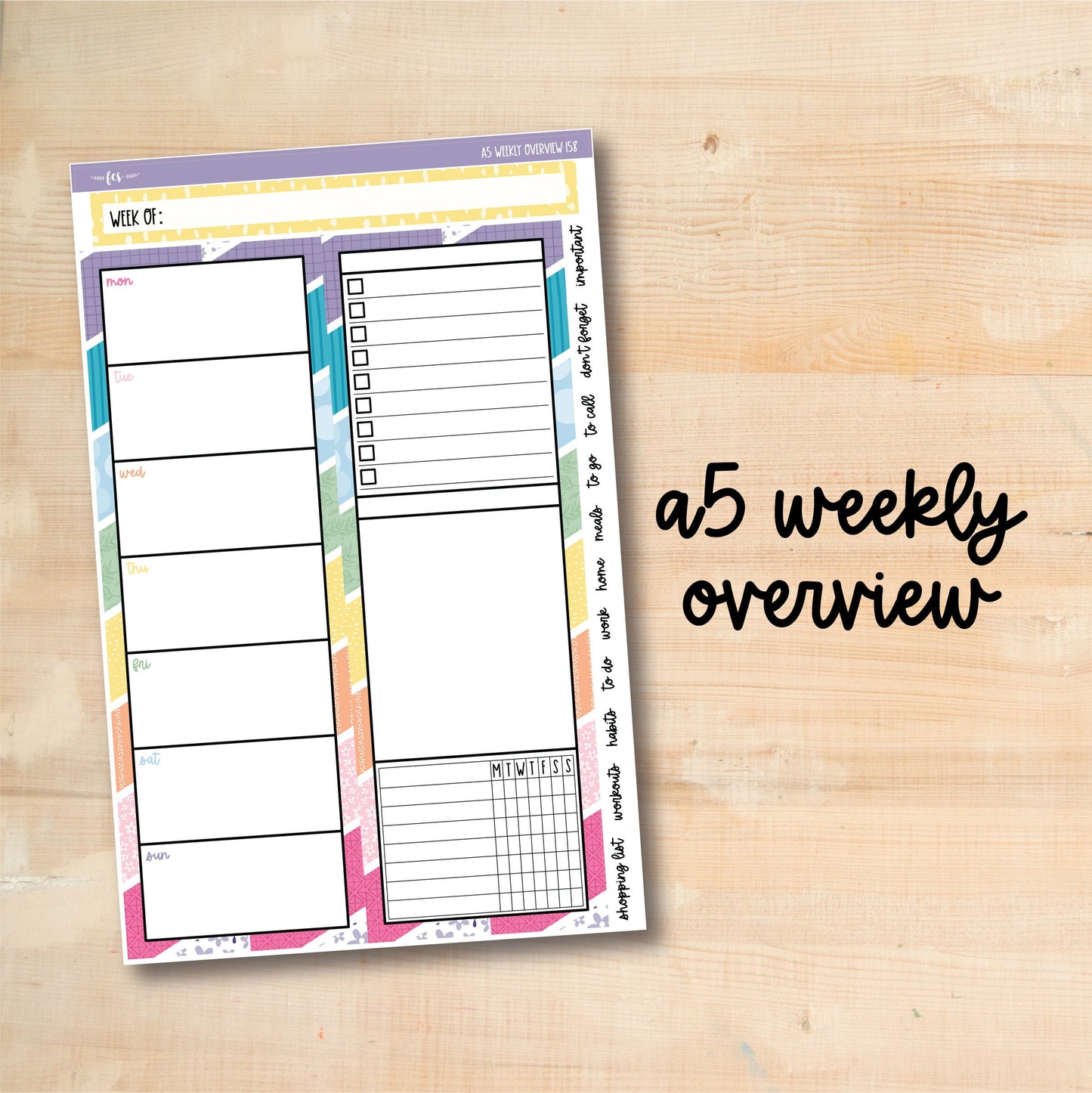 A5-WO 158 || SPRING RAINBOW A5 Daily Duo Erin Condren Weekly Overview