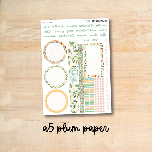 A5 Plum NOTES-MAR157 || SPRING FLOWERS A5 Plum Paper March notes page