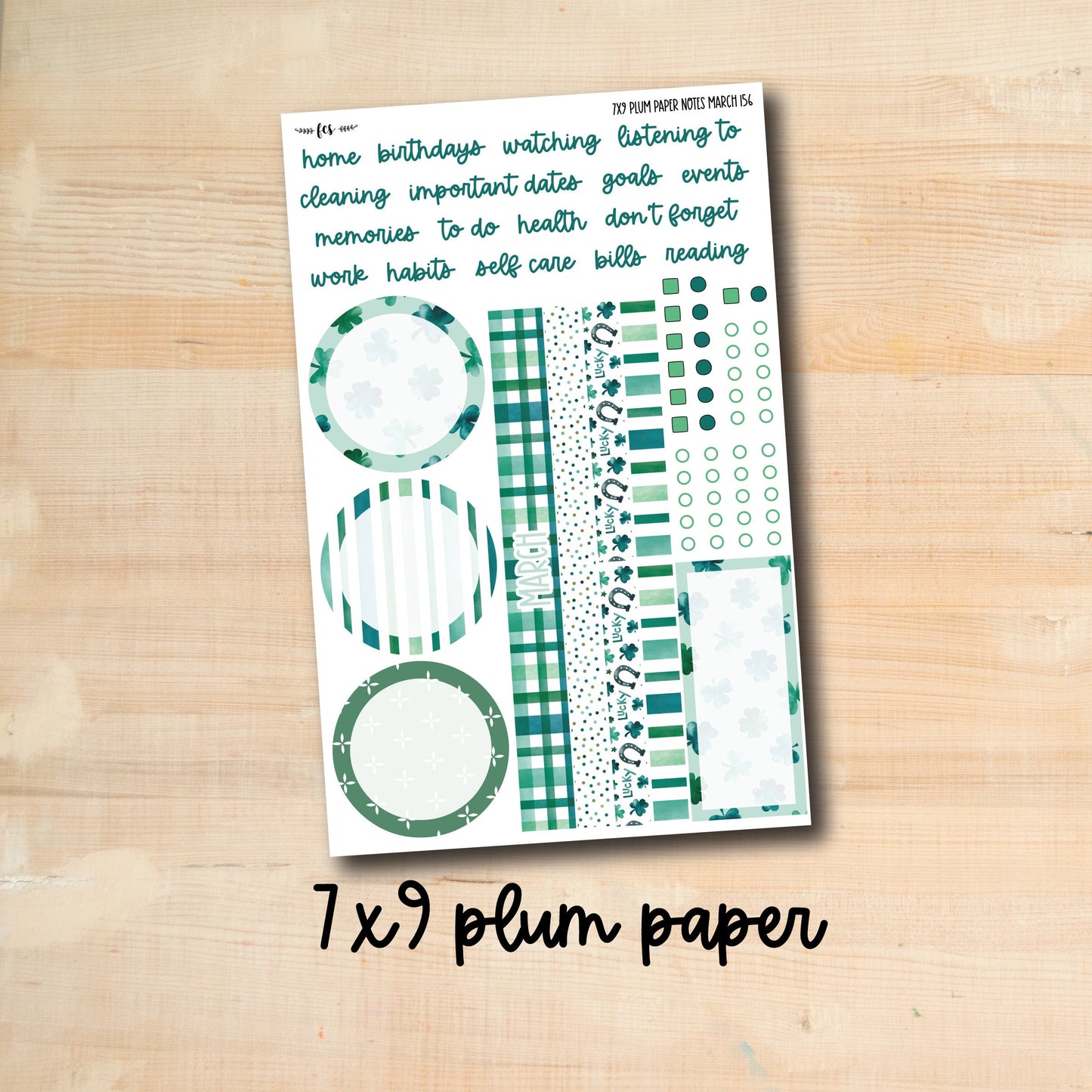 7x9 Plum NOTES-MAR156 || LUCKY 7x9 Plum Paper March notes page