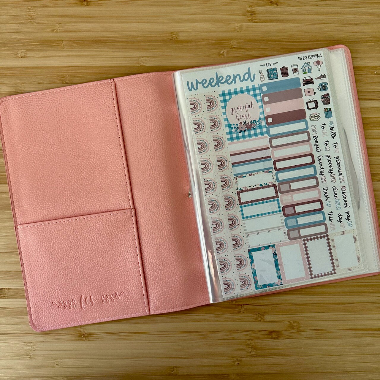 SB-52-PK || Pink vegan leather sticker album with 52 sleeves to hold a year of kits!