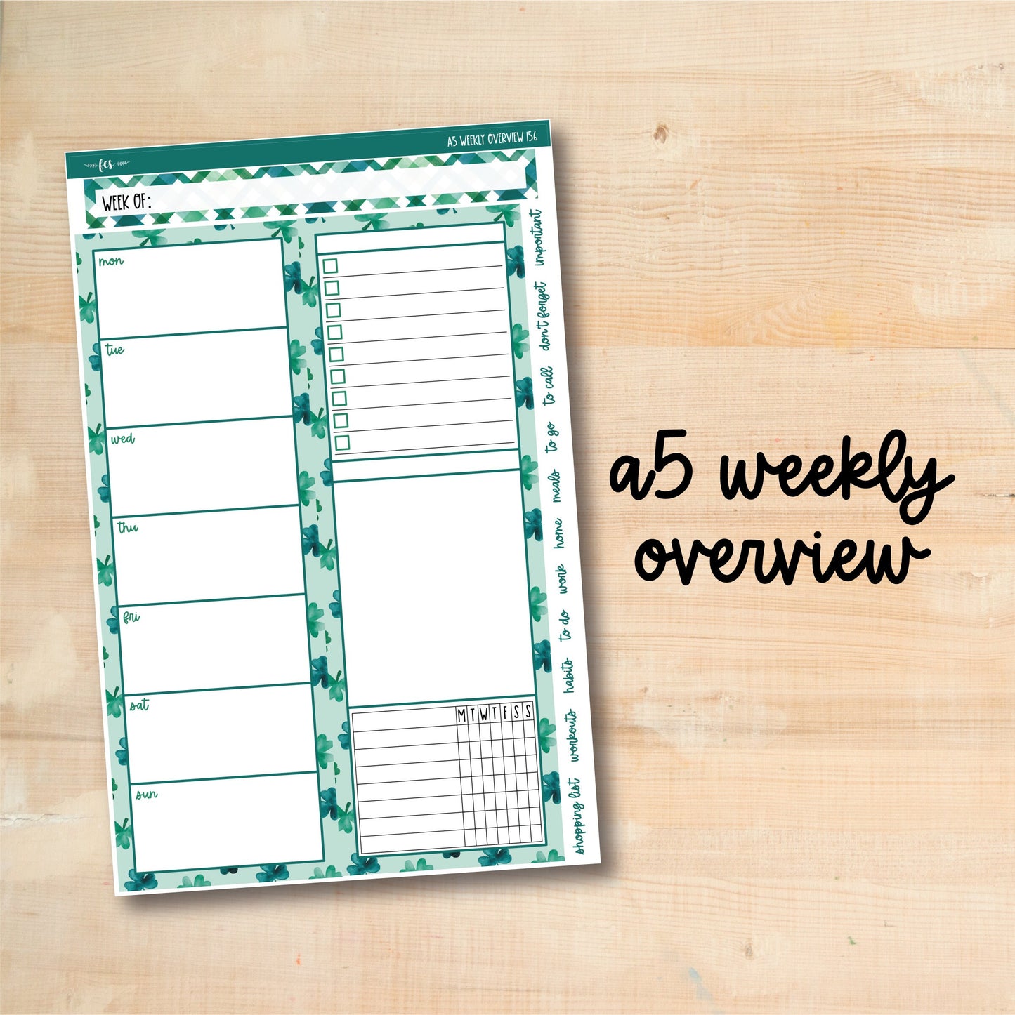 A5-WO 156 || LUCKY A5 Daily Duo Erin Condren Weekly Overview