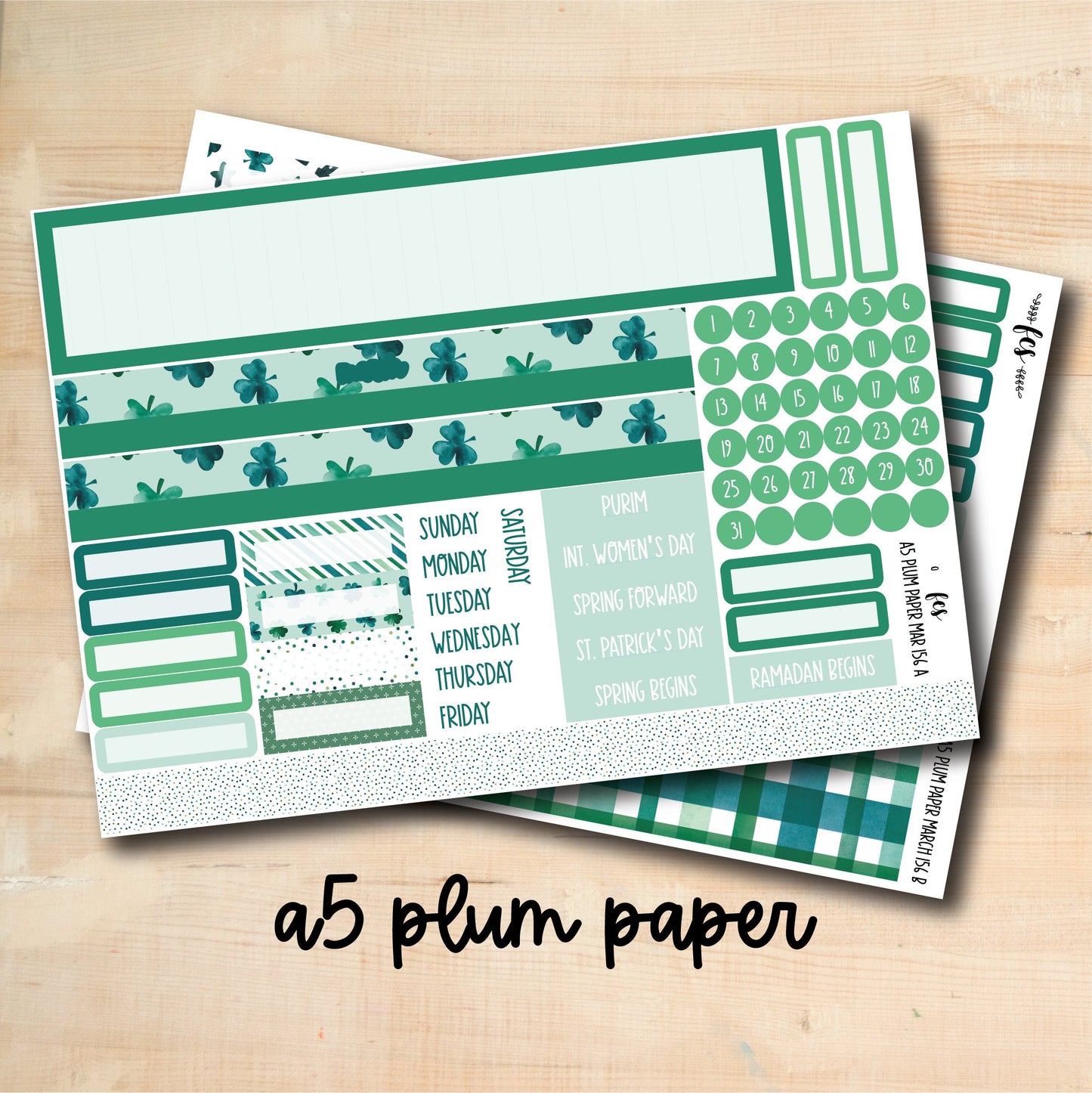 PLUM-A5-MAR156 || LUCKY A5 Plum Paper March Monthly Kit