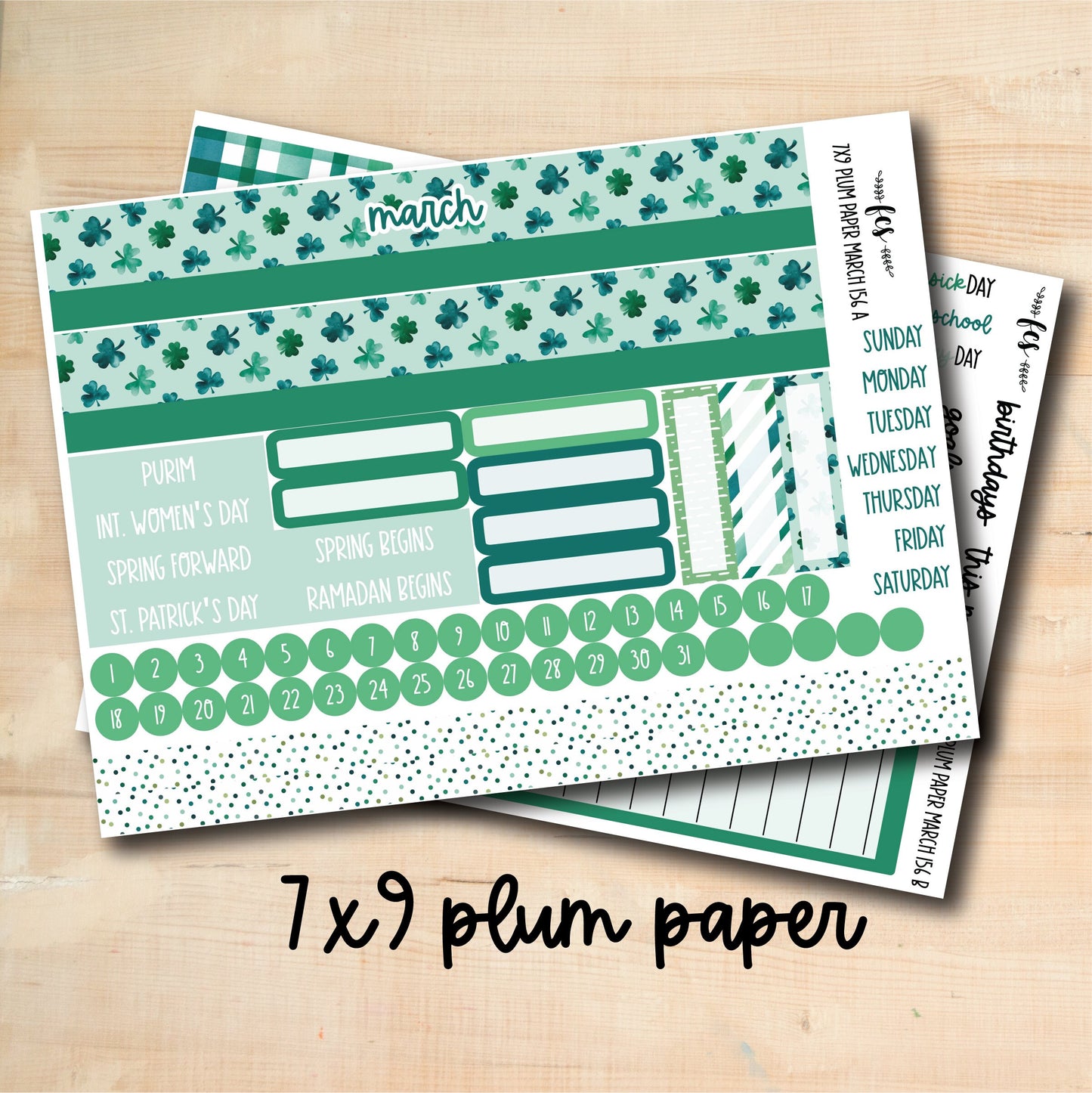 7x9 PLUM-MAR156 || LUCKY 7x9 Plum Paper March Monthly Kit
