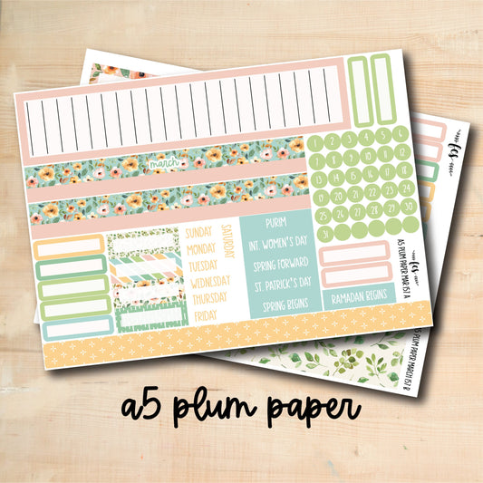 PLUM-A5-MAR157 || SPRING FLOWERS A5 Plum Paper March Monthly Kit