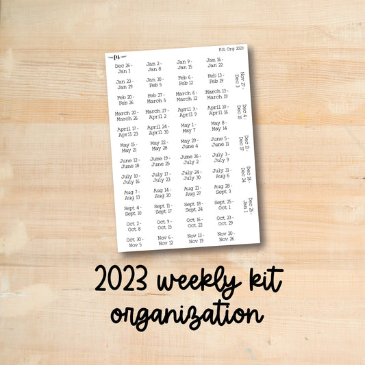 2023-ORG || 2023 Weekly Kit Organization Stickers