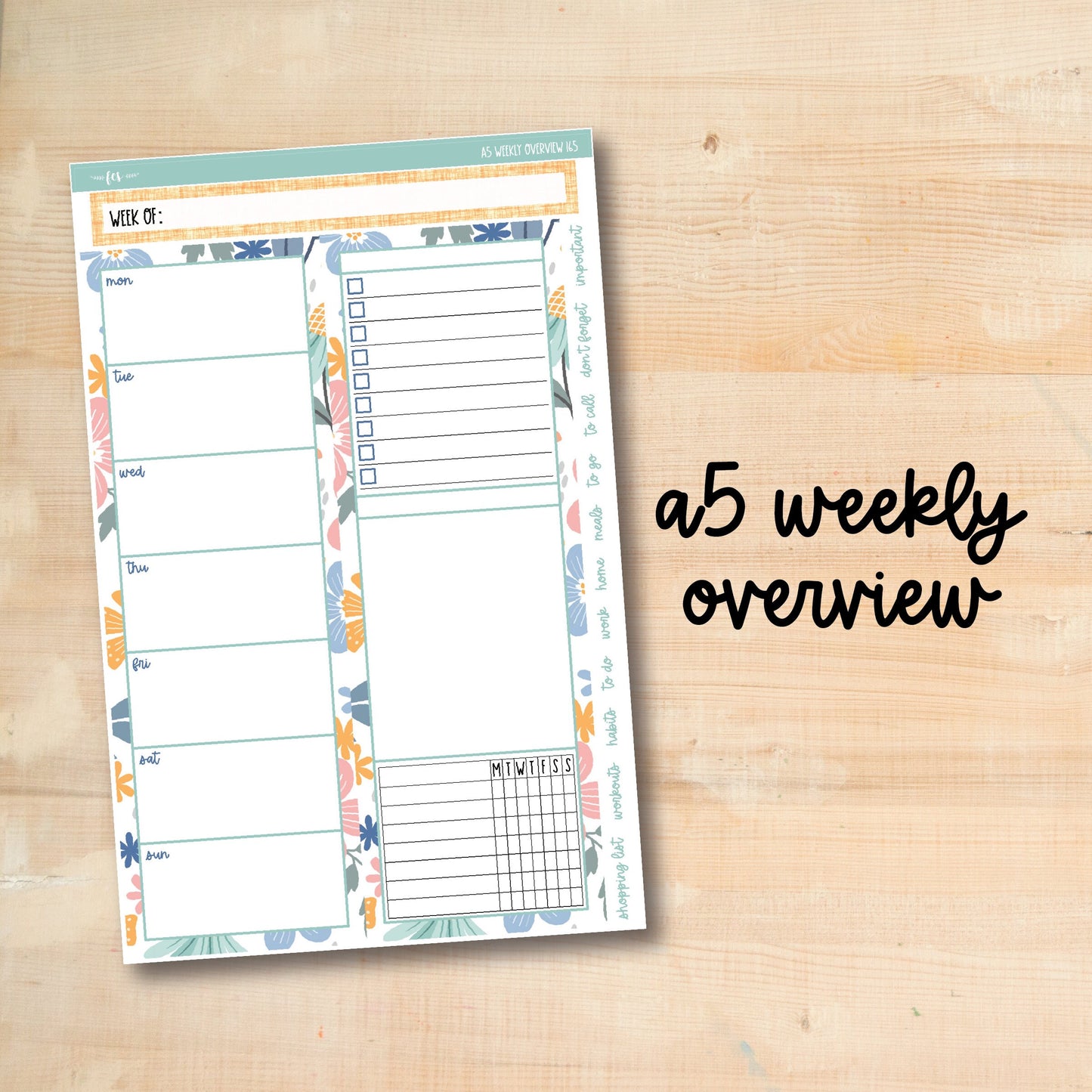 A5-WO 165 || BEAUTIFUL DAY A5 Daily Duo Erin Condren Weekly Overview