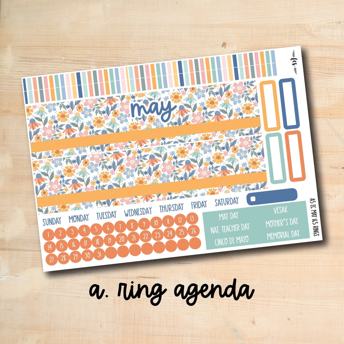 EC A5 MAY165 || BEAUTIFUL DAY May A5 Erin Condren monthly planner kit