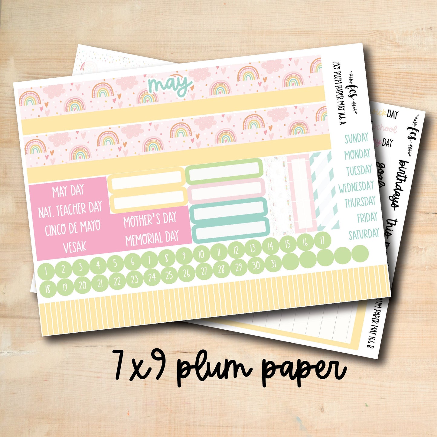 7x9 PLUM-MAY166 || SUNNY SKIES 7x9 Plum Paper May Monthly Kit