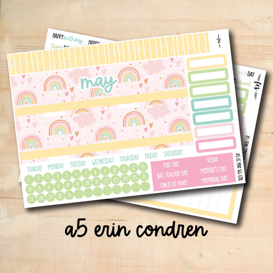 EC A5 MAY166 || SUNNY SKIES May A5 Erin Condren monthly planner kit