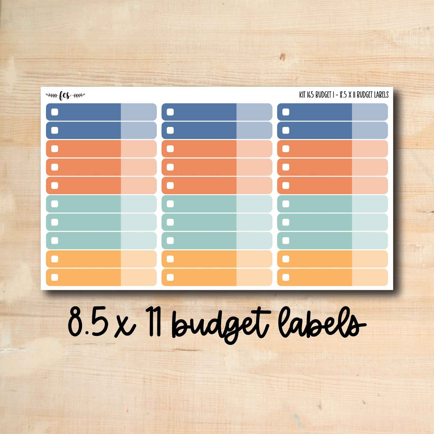 BUDGET-165 || BEAUTIFUL DAY 8.5x11 budget labels