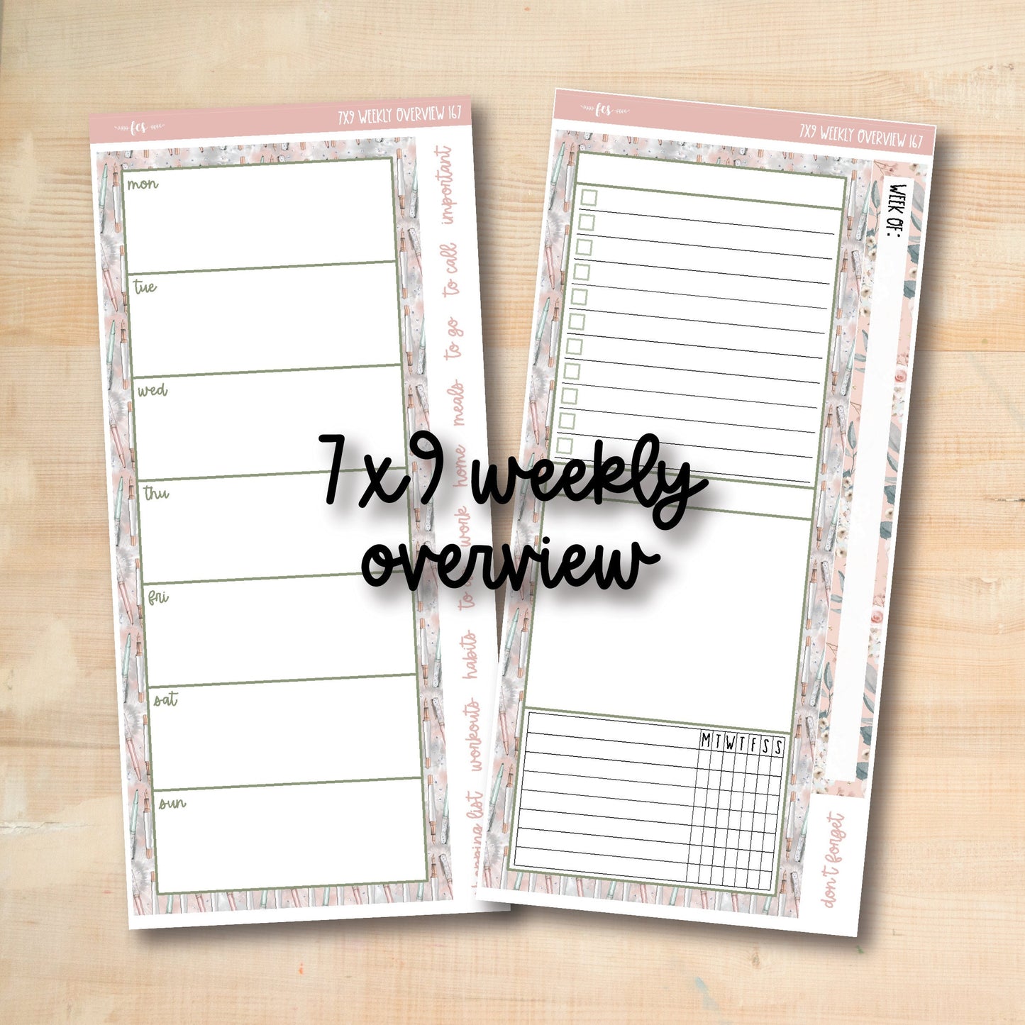 7x9-WO 167 || PLANNER LIFE 7x9 Daily Duo Erin Condren Weekly Overview