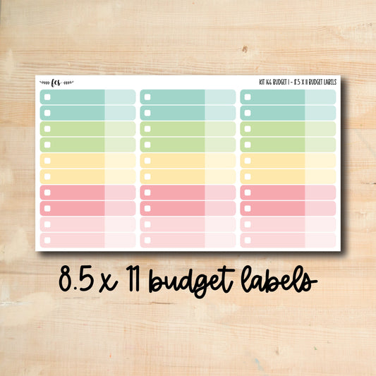 BUDGET-166 || SUNNY SKIES 8.5x11 budget labels