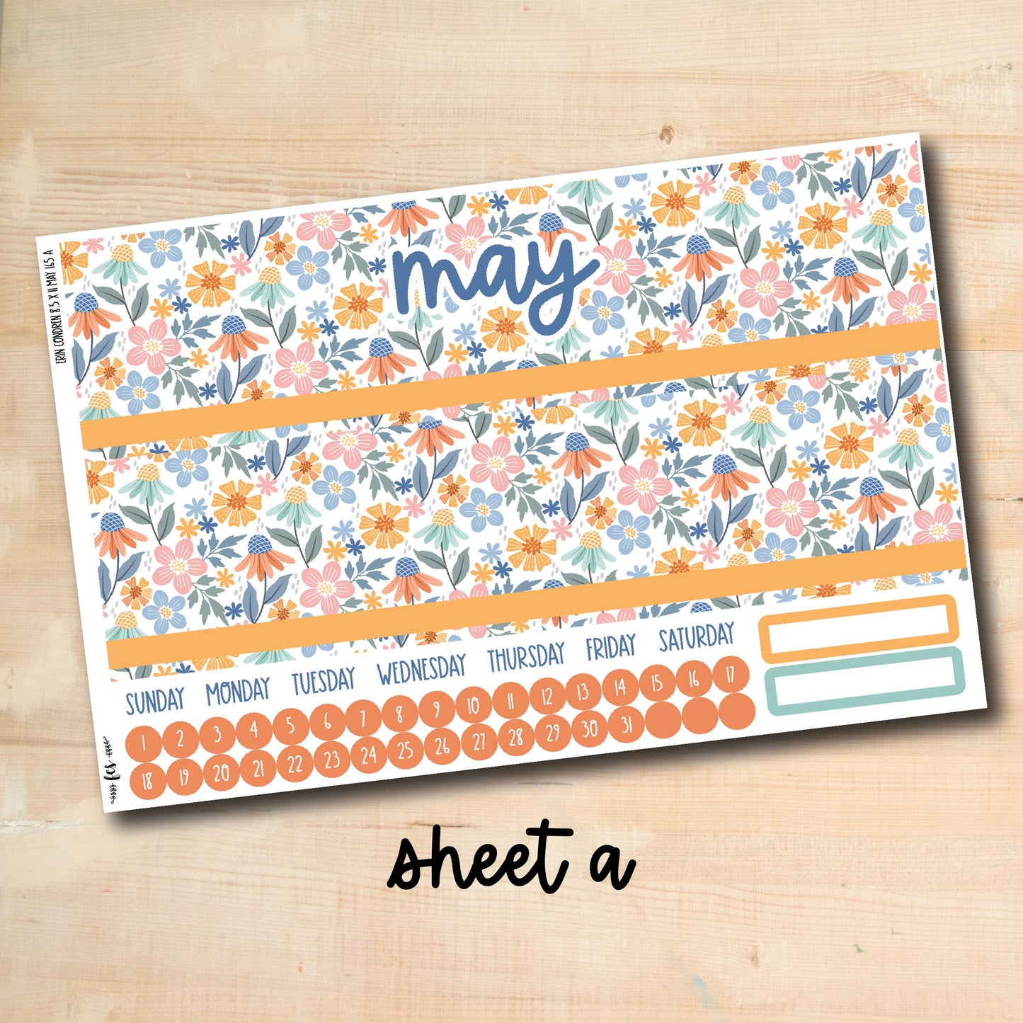 EC 8.5x11 MAY165 || BEAUTIFUL DAY May 8.5x11 Erin Condren monthly kit