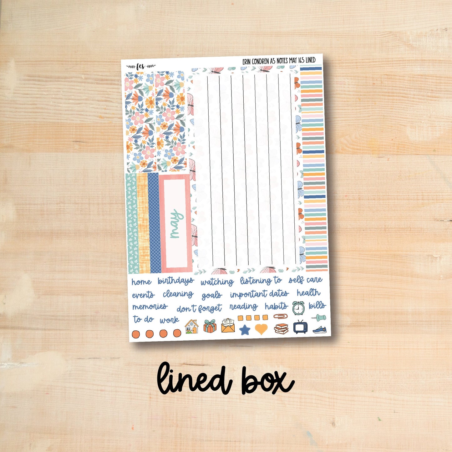 A5 NOTES-MAY165 || BEAUTIFUL DAY A5 Erin Condren May notes page kit