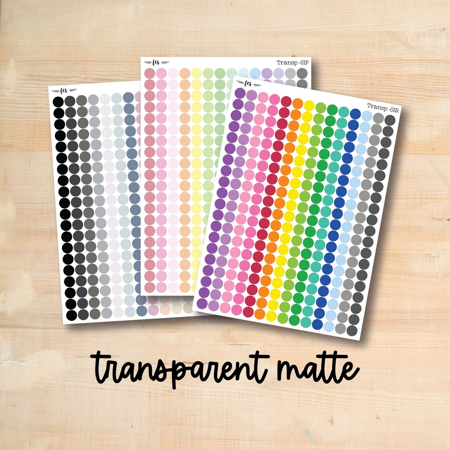 TRANSP-01 || Transparent matte dot planner stickers