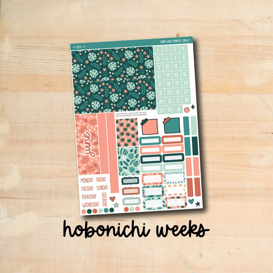 HW-JUNE169 || TROPICAL LEAVES June Hobonichi Weeks monthly kit