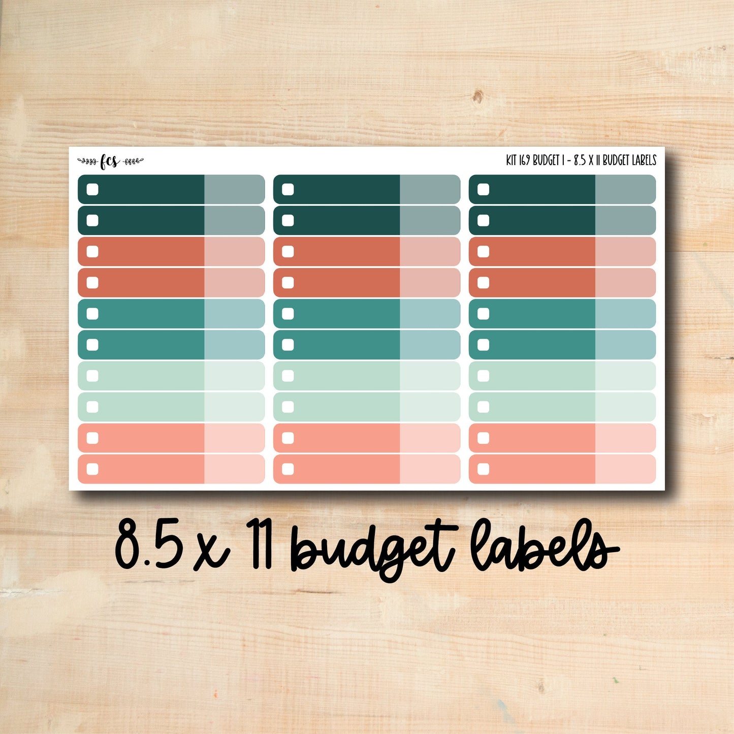 BUDGET-169 || TROPICAL LEAVES 8.5x11 budget labels