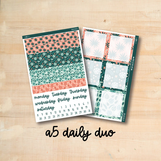 A5 Daily Duo 169 || TROPICAL LEAVES A5 Erin Condren daily duo kit
