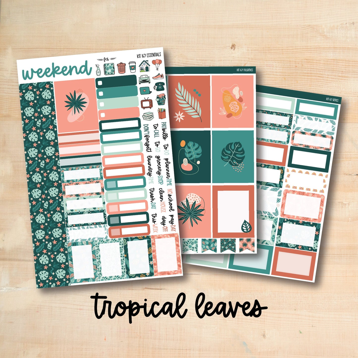 KIT-169 || TROPICAL LEAVES weekly planner kit for Erin Condren, Plum Paper, MakseLife and more!
