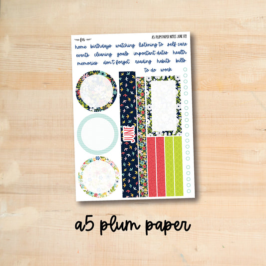 A5 Plum NOTES-JUNE170 || HAPPY SUMMER A5 Plum Paper June notes page