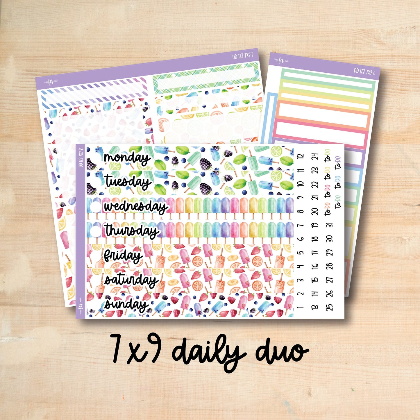7x9 Daily Duo 172 || RAINBOW POPSICLES 7x9 Daily Duo Kit
