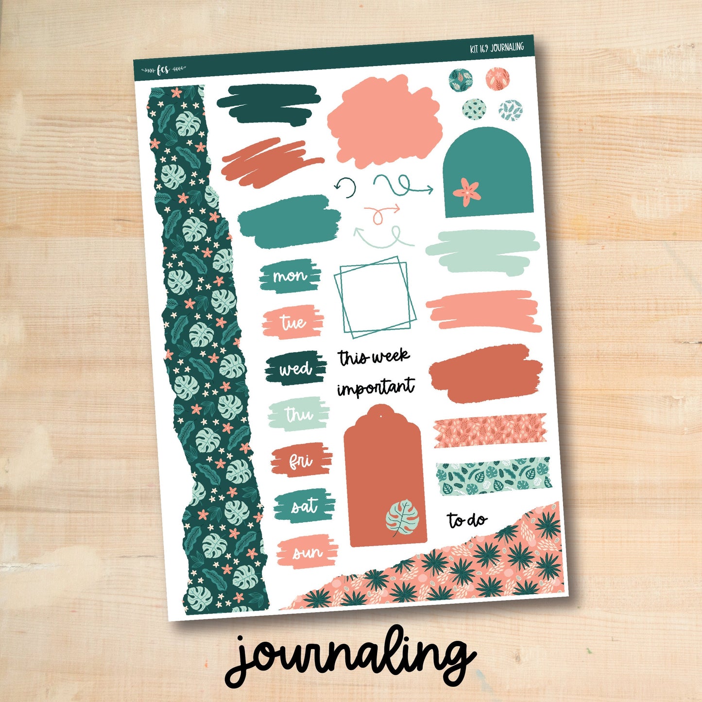 KIT-169 || TROPICAL LEAVES weekly planner kit for Erin Condren, Plum Paper, MakseLife and more!