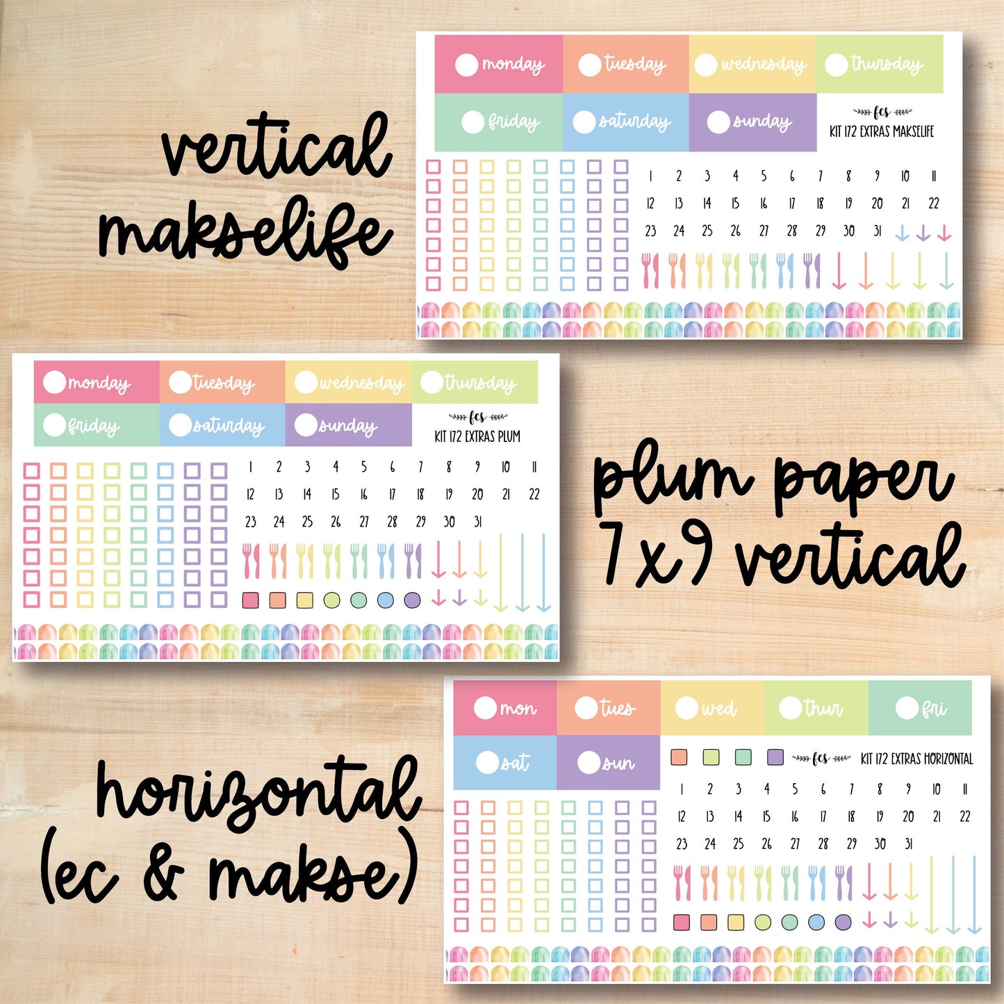 KIT-172 || RAINBOW POPSICLES weekly planner kit for Erin Condren, Plum Paper, MakseLife and more!