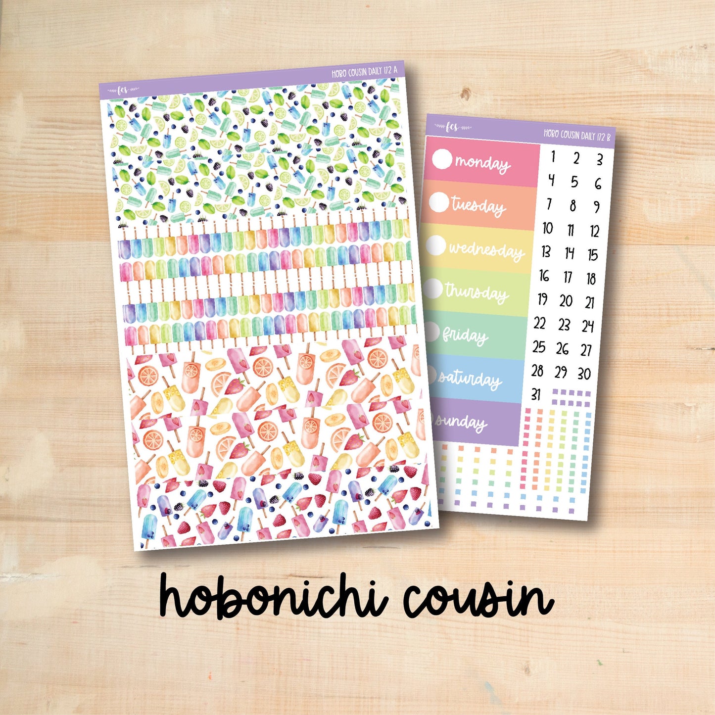HC Daily 172 || RAINBOW POPSICLES Hobonichi Cousin Daily Kit