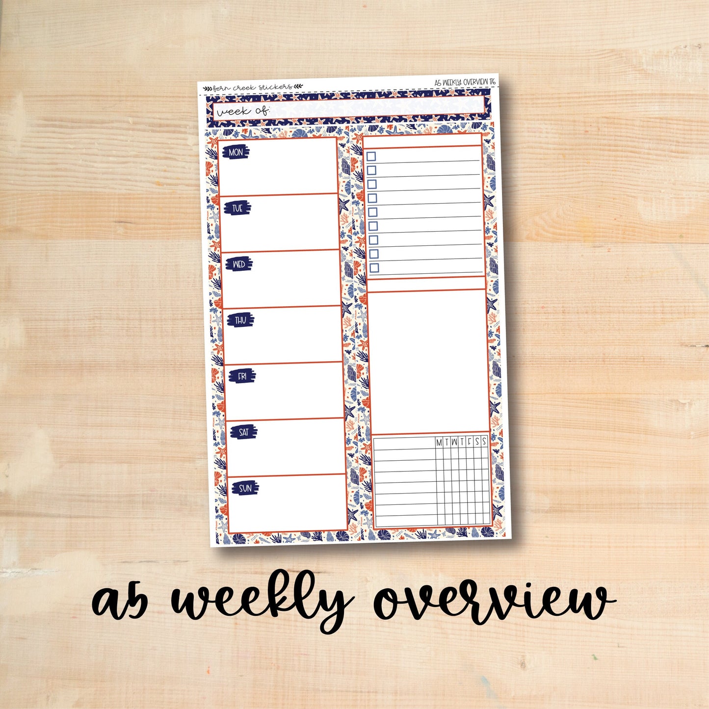 A5-WO 176 || COASTAL A5 Daily Duo Erin Condren Weekly Overview