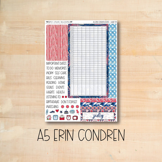 A5 NOTES-174 || FIREWORKS A5 Erin Condren July notes page kit