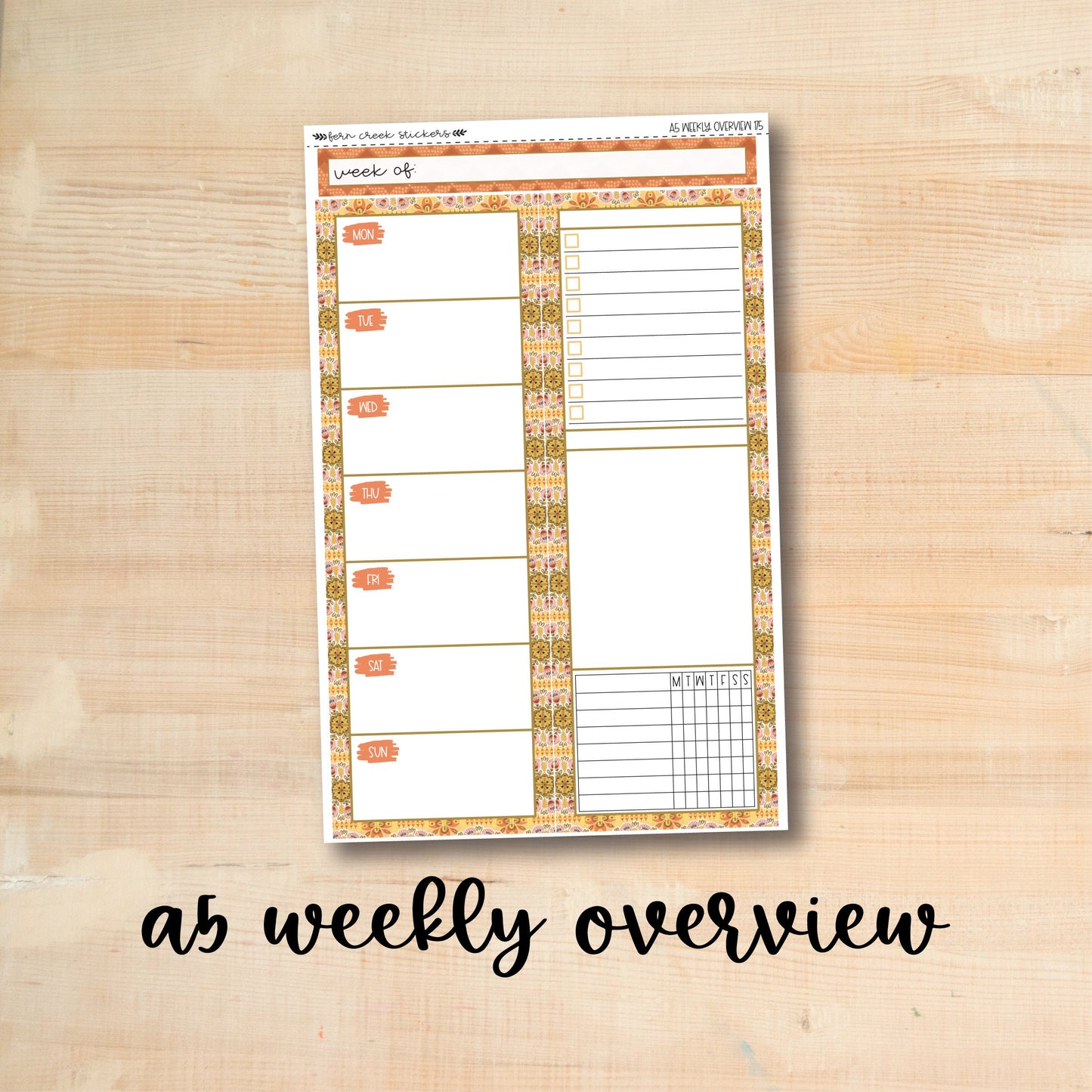 A5-WO 175 || BOHO TROPICAL A5 Daily Duo Erin Condren Weekly Overview