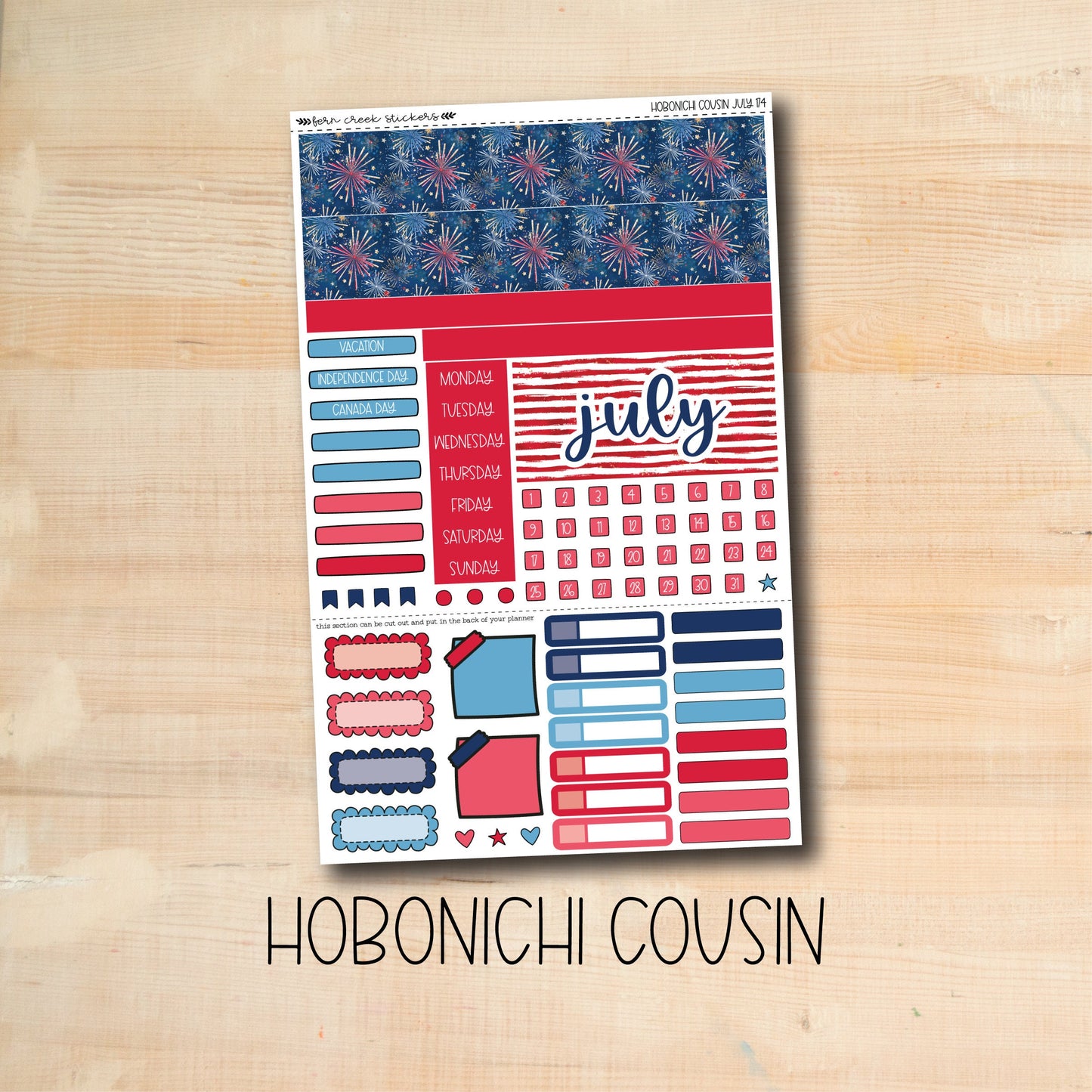 HC-174 || FIREWORKS July Hobonichi Cousin monthly kit