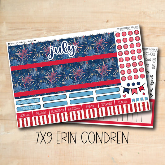 Erin Condren 7x9 Monthly Kit. AUGUST Groovy Summer Planner Stickers ||  GS-M