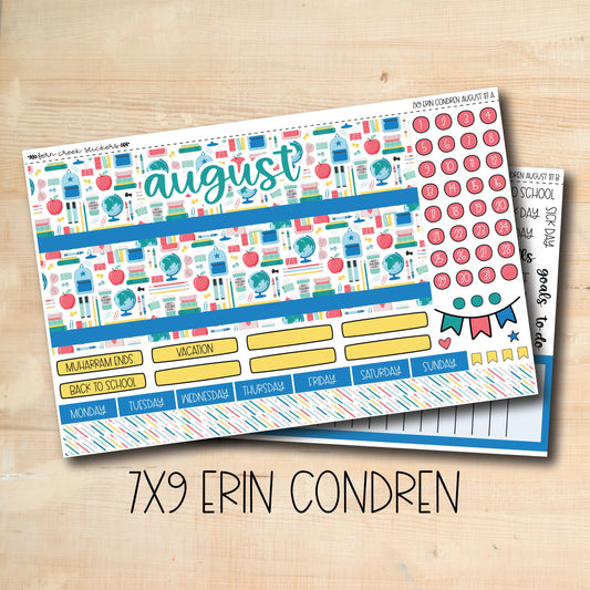 EC 7x9 177 || BACK To SCHOOL August 7x9 Erin Condren monthly planner kit