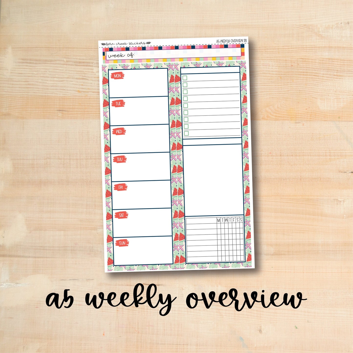 A5-WO 178 || BEACHY A5 Daily Duo Erin Condren Weekly Overview