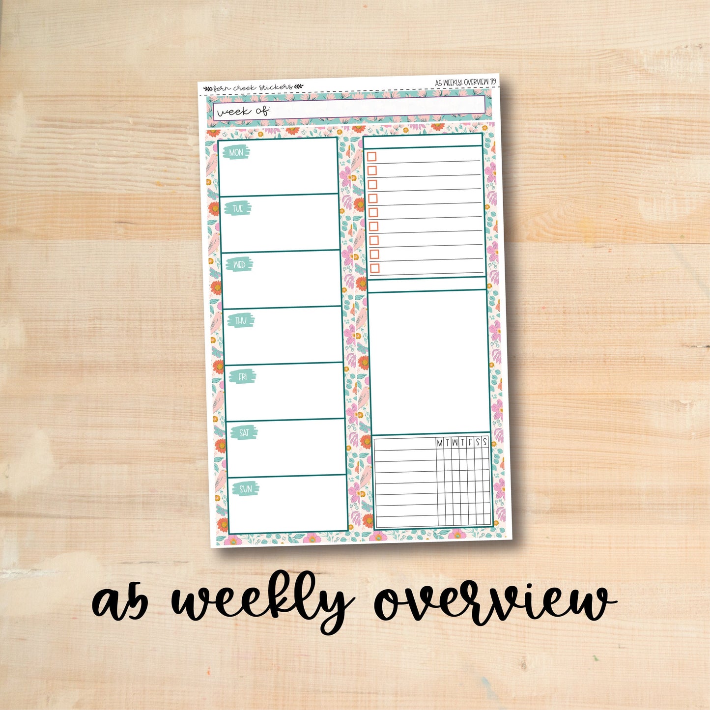 A5-WO 179 || SUMMER SUN A5 Daily Duo Erin Condren Weekly Overview